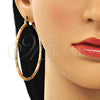 Argolla Grande 02.213.0243.60 Oro Laminado, Diseño de Hueco, Diamantado, Tres Tonos