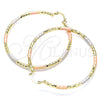 Argolla Grande 02.213.0243.60 Oro Laminado, Diseño de Hueco, Diamantado, Tres Tonos