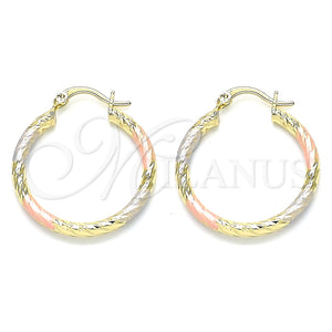 Argolla Mediana 02.213.0155.1.30 Oro Laminado, Diamantado, Tres Tonos