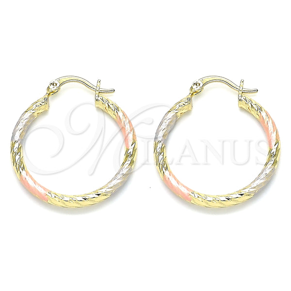 Argolla Mediana 02.213.0155.1.30 Oro Laminado, Diamantado, Tres Tonos