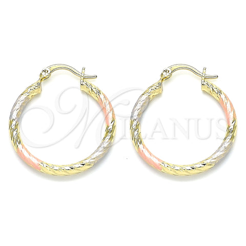 Argolla Mediana 02.213.0155.1.30 Oro Laminado, Diamantado, Tres Tonos