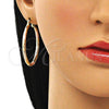 Argolla Mediana 02.213.0243.40 Oro Laminado, Diseño de Hueco, Diamantado, Tres Tonos