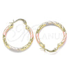 Argolla Pequeña 02.213.0155.1.25 Oro Laminado, Diamantado, Tres Tonos