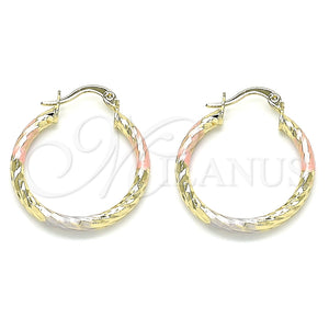 Argolla Pequeña 02.213.0155.1.25 Oro Laminado, Diamantado, Tres Tonos