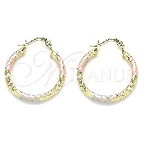 Argolla Pequeña 02.213.0155.1.25 Oro Laminado, Diamantado, Tres Tonos