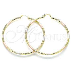Argolla Extra Grande 02.213.0244.70 Oro Laminado, Diamantado, Tres Tonos