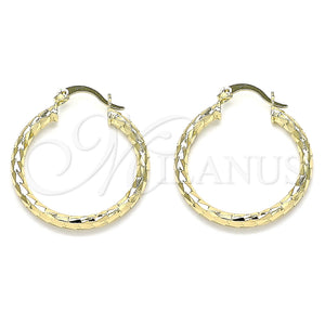 Argolla Mediana 02.213.0243.1.30 Oro Laminado, Diseño de Hueco, Diamantado, Tono Dorado