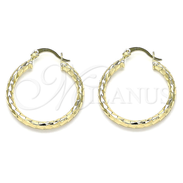 Argolla Mediana 02.213.0243.1.30 Oro Laminado, Diseño de Hueco, Diamantado, Tono Dorado
