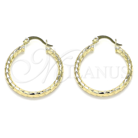 Argolla Mediana 02.213.0243.1.30 Oro Laminado, Diseño de Hueco, Diamantado, Tono Dorado