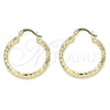 Argolla Mediana 02.213.0243.1.30 Oro Laminado, Diseño de Hueco, Diamantado, Tono Dorado