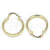 Argolla Pequeña 02.213.0243.1.25 Oro Laminado, Diseño de Hueco, Diamantado, Tono Dorado
