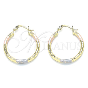 Argolla Pequeña 02.213.0243.25 Oro Laminado, Diamantado, Tres Tonos
