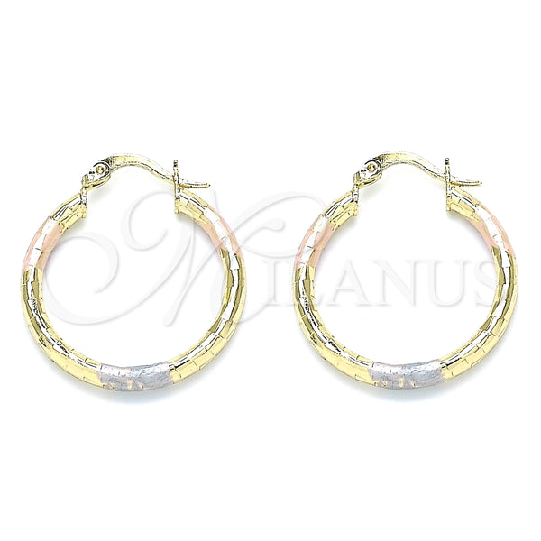 Argolla Pequeña 02.213.0243.25 Oro Laminado, Diamantado, Tres Tonos
