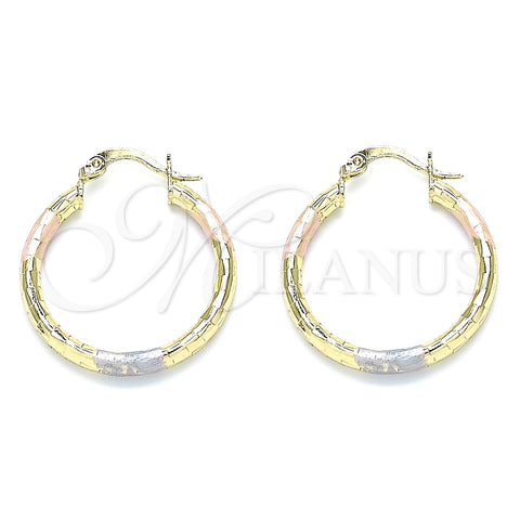 Argolla Pequeña 02.213.0243.25 Oro Laminado, Diamantado, Tres Tonos