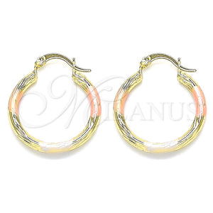 Argolla Pequeña 02.213.0244.25 Oro Laminado, Diamantado, Tres Tonos