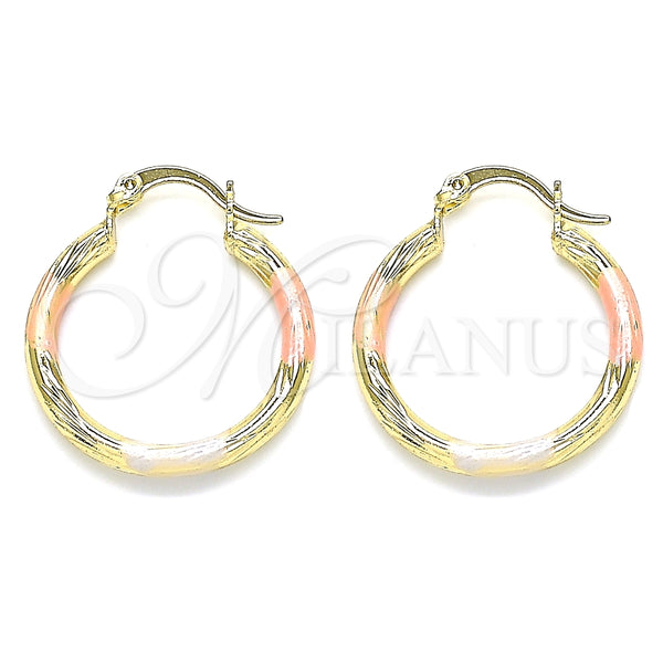 Argolla Pequeña 02.213.0244.25 Oro Laminado, Diamantado, Tres Tonos
