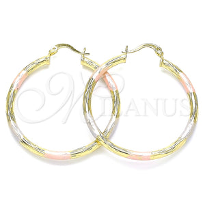 Argolla Mediana 02.213.0244.40 Oro Laminado, Diamantado, Tres Tonos