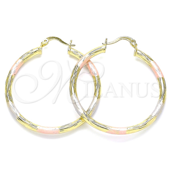 Argolla Mediana 02.213.0244.40 Oro Laminado, Diamantado, Tres Tonos
