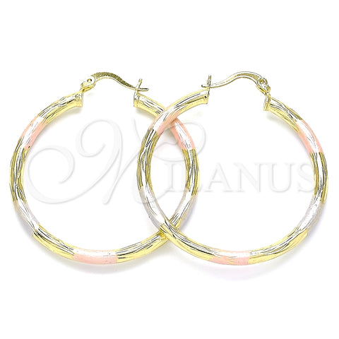 Argolla Mediana 02.213.0244.40 Oro Laminado, Diamantado, Tres Tonos
