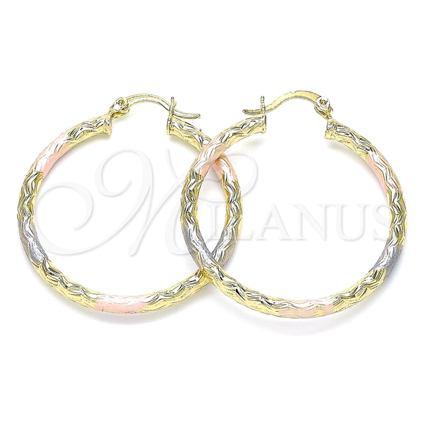 Argolla Mediana 02.213.0245.40 Oro Laminado, Diamantado, Tres Tonos