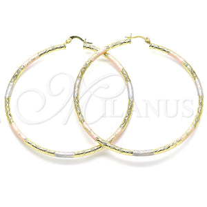 Argolla Extra Grande 02.213.0245.70 Oro Laminado, Diamantado, Tres Tonos
