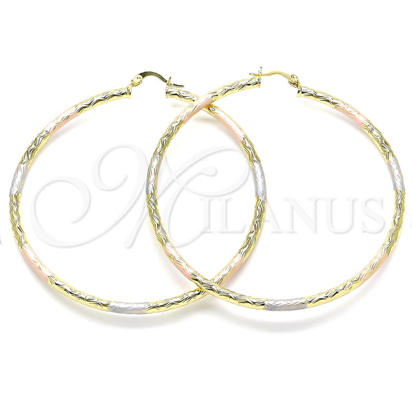 Argolla Extra Grande 02.213.0245.70 Oro Laminado, Diamantado, Tres Tonos