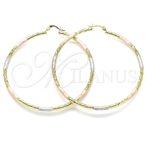 Argolla Extra Grande 02.213.0245.70 Oro Laminado, Diamantado, Tres Tonos