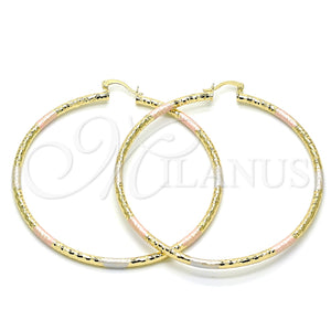 Argolla Extra Grande 02.213.0246.70 Oro Laminado, Diamantado, Tres Tonos