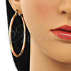 Argolla Grande 02.213.0245.60 Oro Laminado, Diseño de Hueco, Diamantado, Tres Tonos