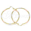 Argolla Grande 02.213.0245.60 Oro Laminado, Diseño de Hueco, Diamantado, Tres Tonos