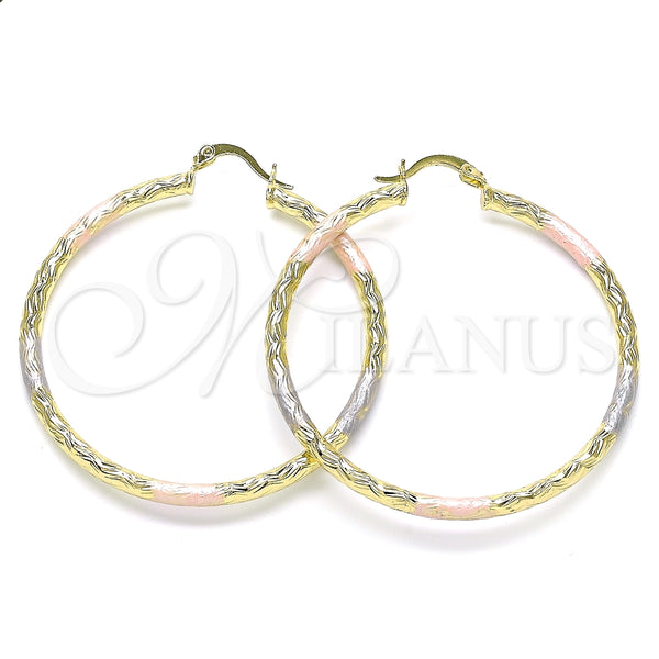Argolla Grande 02.213.0245.50 Oro Laminado, Diamantado, Tres Tonos