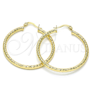 Argolla Mediana 02.213.0246.1.40 Oro Laminado, Diseño de Hueco, Diamantado, Tono Dorado