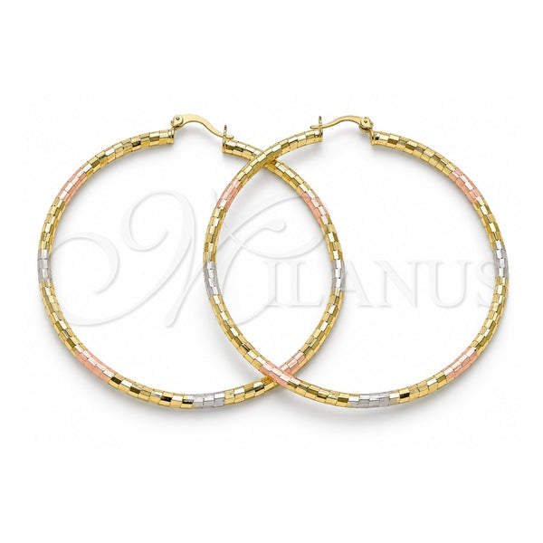 Argolla Extra Grande 02.213.0156.1.70 Oro Laminado, Diamantado, Tres Tonos