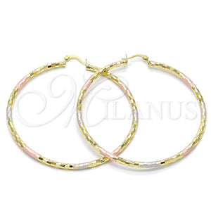 Argolla Extra Grande 02.213.0156.1.70 Oro Laminado, Diamantado, Tres Tonos
