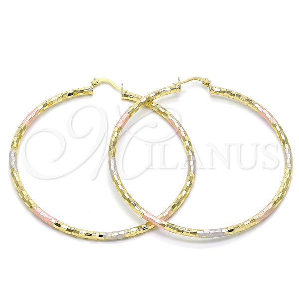 Argolla Extra Grande 02.213.0156.1.70 Oro Laminado, Diamantado, Tres Tonos