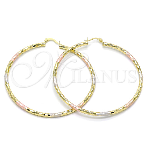 Argolla Extra Grande 02.213.0156.1.70 Oro Laminado, Diamantado, Tres Tonos