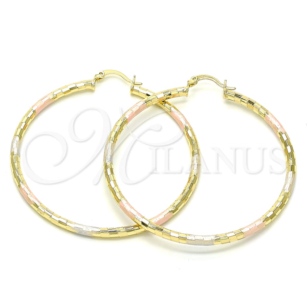 Argolla Grande 02.213.0156.1.60 Oro Laminado, Diamantado, Tres Tonos