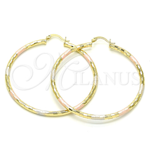 Argolla Grande 02.213.0156.1.60 Oro Laminado, Diamantado, Tres Tonos
