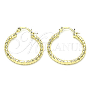 Argolla Mediana 02.213.0246.1.30 Oro Laminado, Diseño de Hueco, Diamantado, Tono Dorado