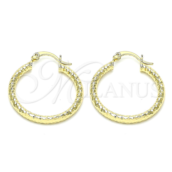 Argolla Mediana 02.213.0246.1.30 Oro Laminado, Diseño de Hueco, Diamantado, Tono Dorado