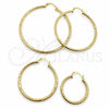 Argolla Mediana 02.213.0246.1.30 Oro Laminado, Diseño de Hueco, Diamantado, Tono Dorado
