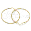 Argolla Extra Grande 02.213.0150.1.70 Oro Laminado, Diamantado, Tres Tonos