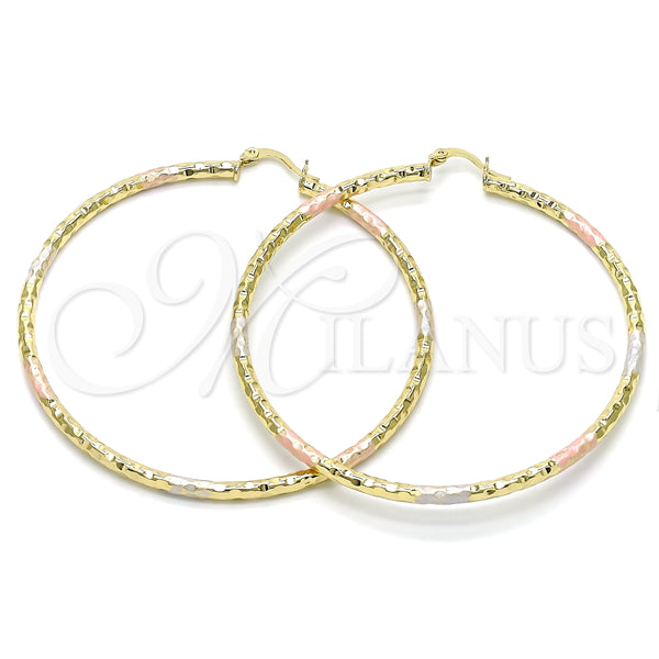 Argolla Extra Grande 02.213.0150.1.70 Oro Laminado, Diamantado, Tres Tonos