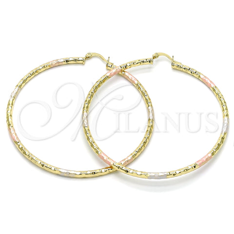 Argolla Extra Grande 02.213.0150.1.70 Oro Laminado, Diamantado, Tres Tonos