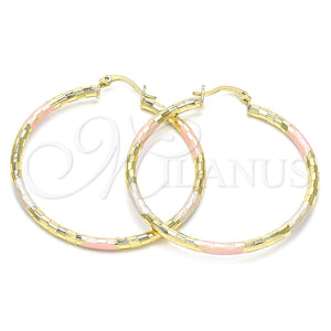 Argolla Grande 02.213.0156.1.50 Oro Laminado, Diamantado, Tres Tonos