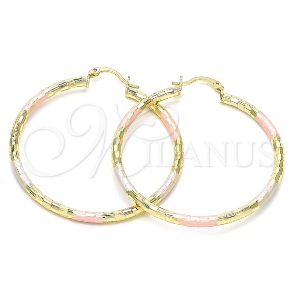 Argolla Grande 02.213.0156.1.50 Oro Laminado, Diamantado, Tres Tonos