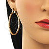 Argolla Grande 02.213.0156.50 Oro Laminado, Diseño de Hueco, Diamantado, Tono Dorado