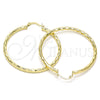 Argolla Grande 02.213.0156.50 Oro Laminado, Diseño de Hueco, Diamantado, Tono Dorado
