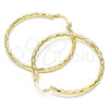 Argolla Grande 02.213.0156.50 Oro Laminado, Diseño de Hueco, Diamantado, Tono Dorado