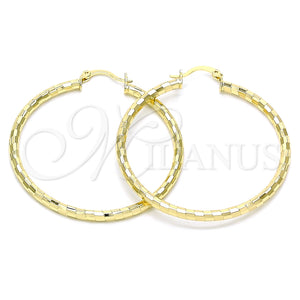 Argolla Grande 02.213.0156.50 Oro Laminado, Diseño de Hueco, Diamantado, Tono Dorado